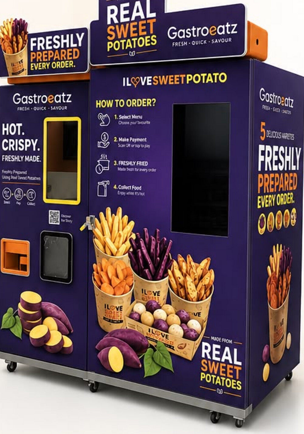 The Gastro Eatz 5-in-1 hot fry vending machine